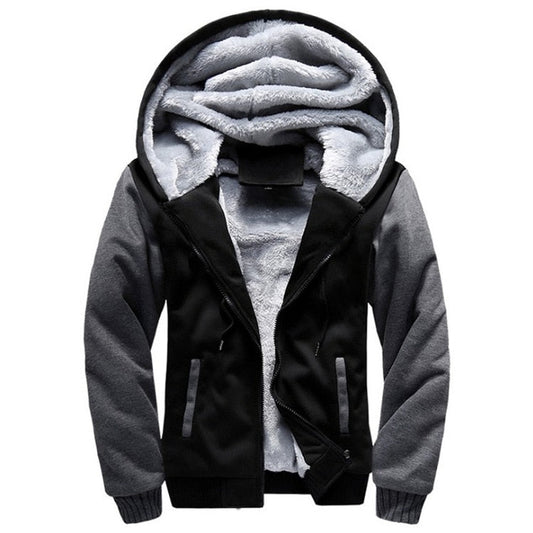 Veste polaire d'hiver pour homme avec capuche et fermeture éclair