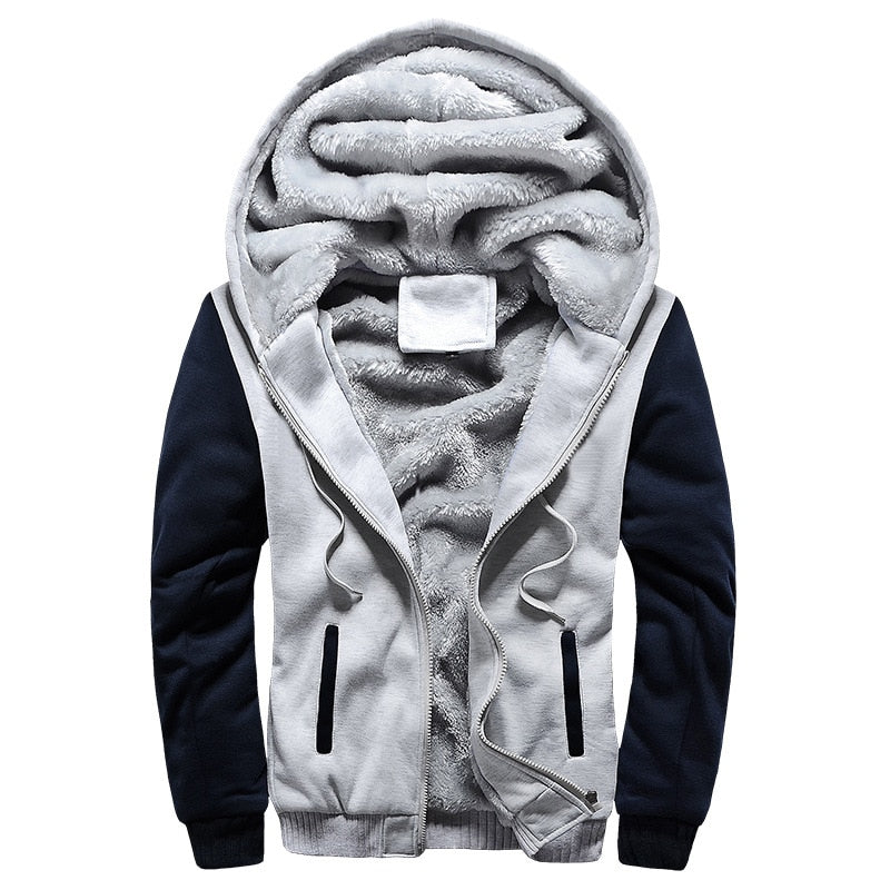 Veste polaire d'hiver pour homme avec capuche et fermeture éclair