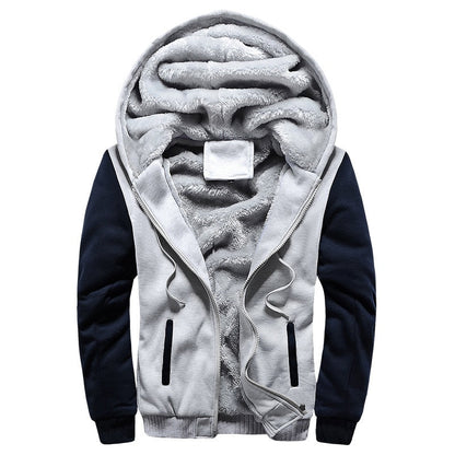 Veste polaire d'hiver pour homme avec capuche et fermeture éclair