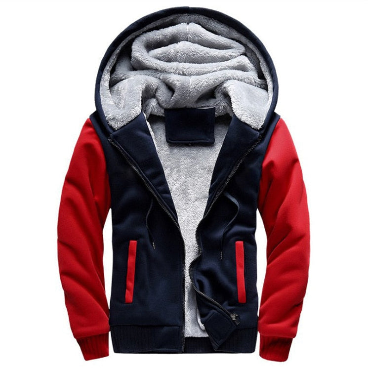 Veste polaire d'hiver pour homme avec capuche et fermeture éclair