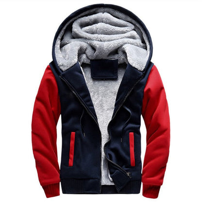 Veste polaire d'hiver pour homme avec capuche et fermeture éclair