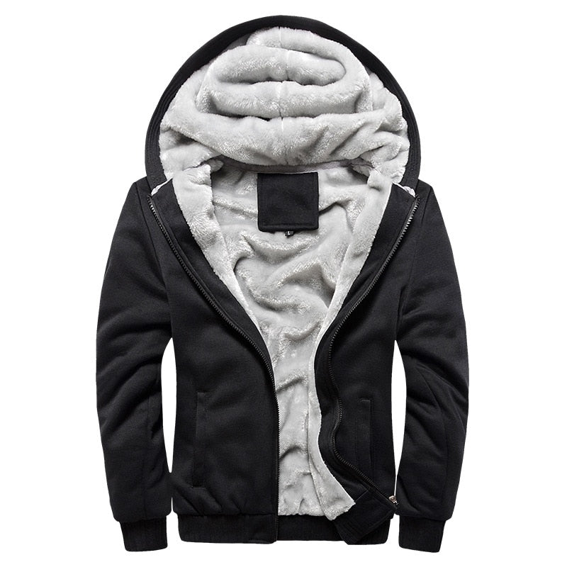 Veste polaire d'hiver pour homme avec capuche et fermeture éclair