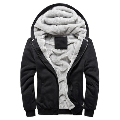 Veste polaire d'hiver pour homme avec capuche et fermeture éclair
