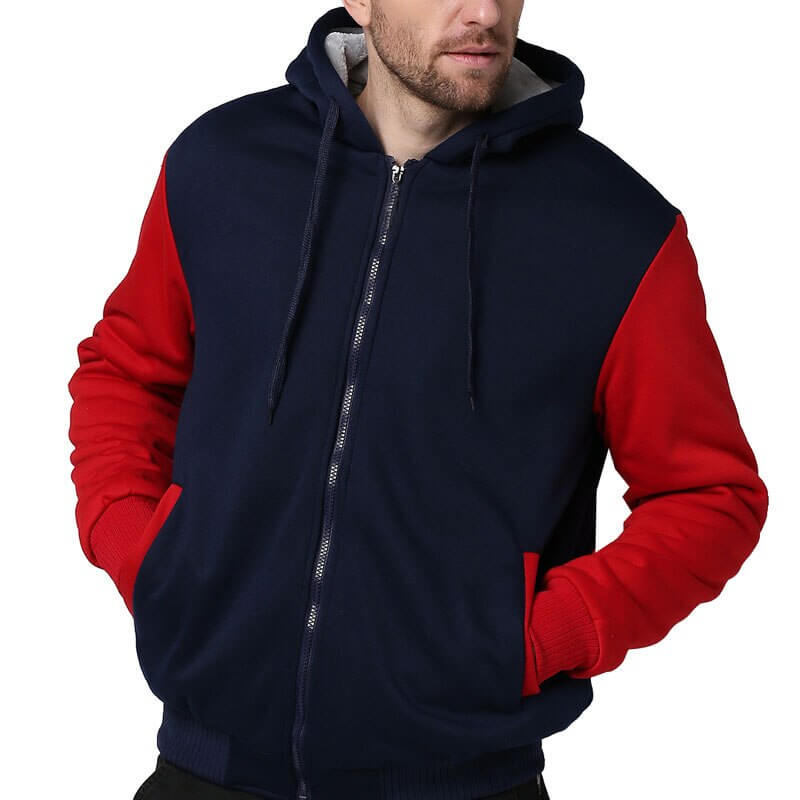 Veste polaire d'hiver pour homme avec capuche et fermeture éclair