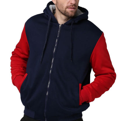 Veste polaire d'hiver pour homme avec capuche et fermeture éclair