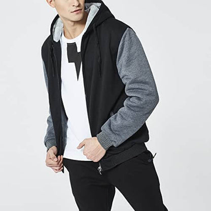 Veste polaire d'hiver pour homme avec capuche et fermeture éclair