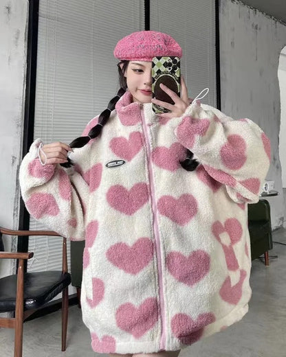 Veste réversible à motif cœur