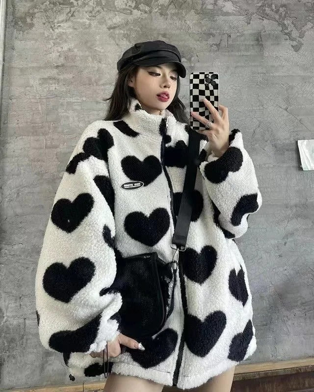 Veste réversible à motif cœur