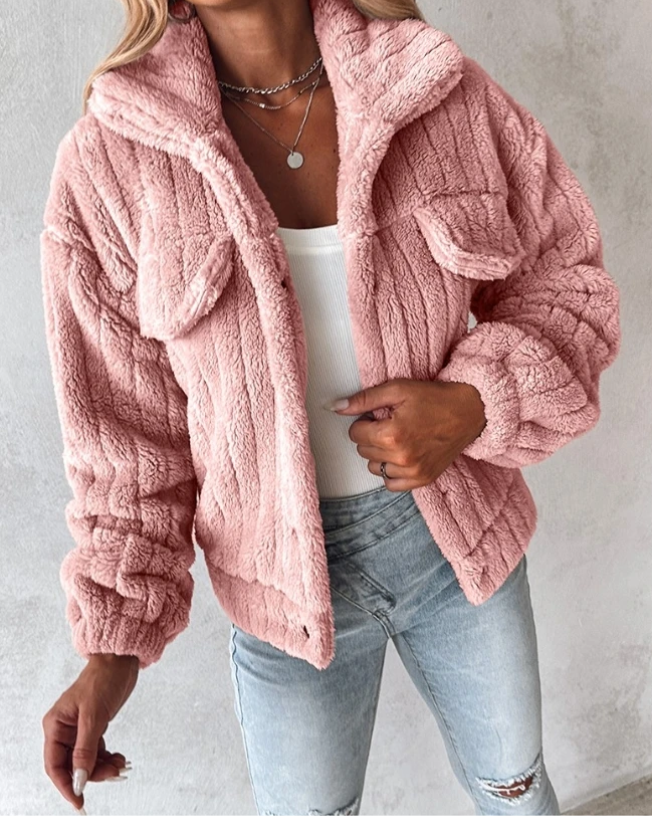 Veste teddy d’hiver en polaire pour femme