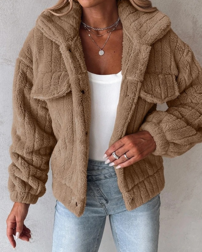 Veste teddy d’hiver en polaire pour femme