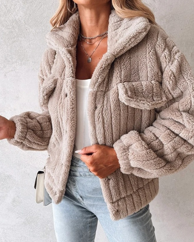 Veste teddy d’hiver en polaire pour femme