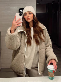 Veste teddy en sherpa d’hiver pour femme