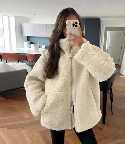 Veste teddy en sherpa d’hiver pour femme