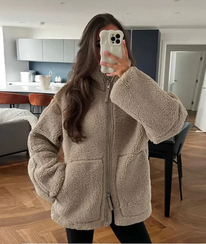 Veste teddy en sherpa d’hiver pour femme