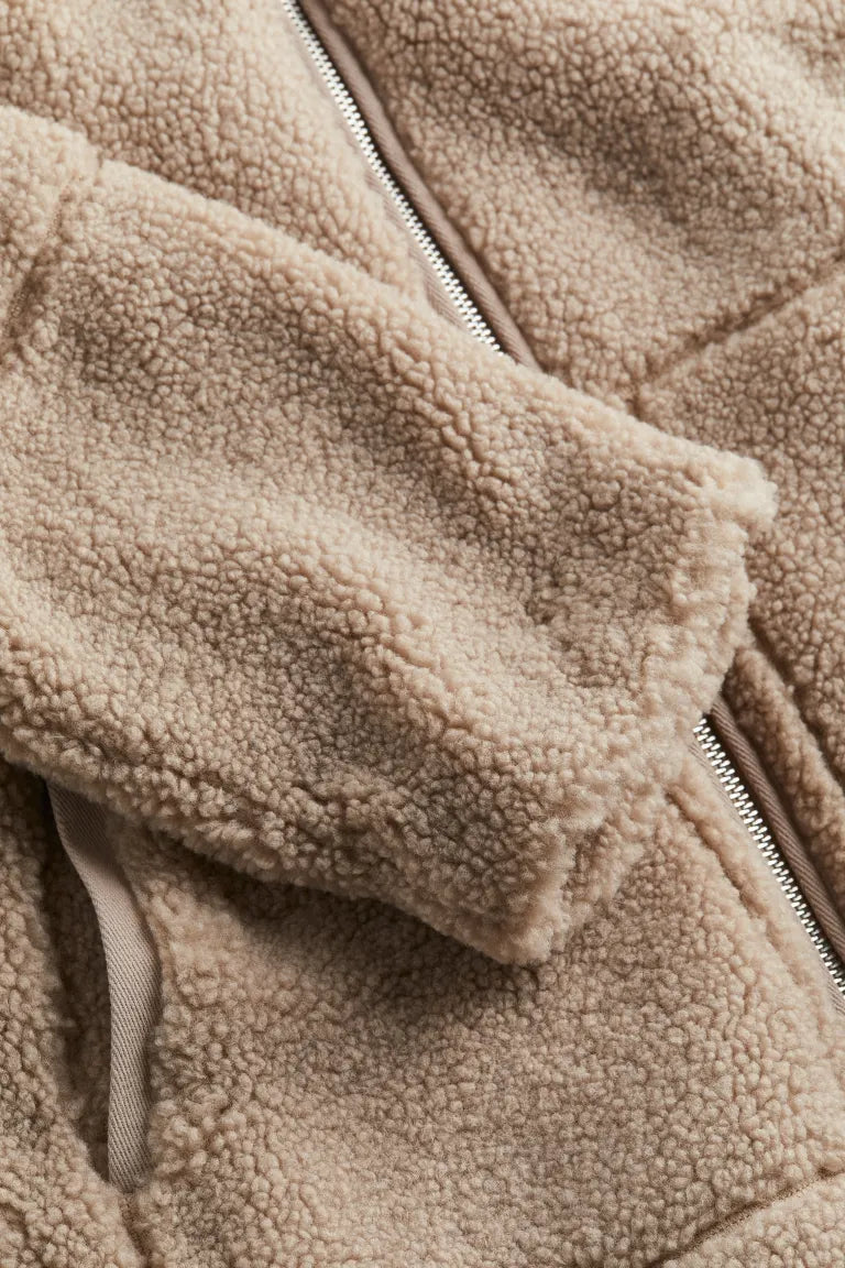 Veste teddy en sherpa d’hiver pour femme