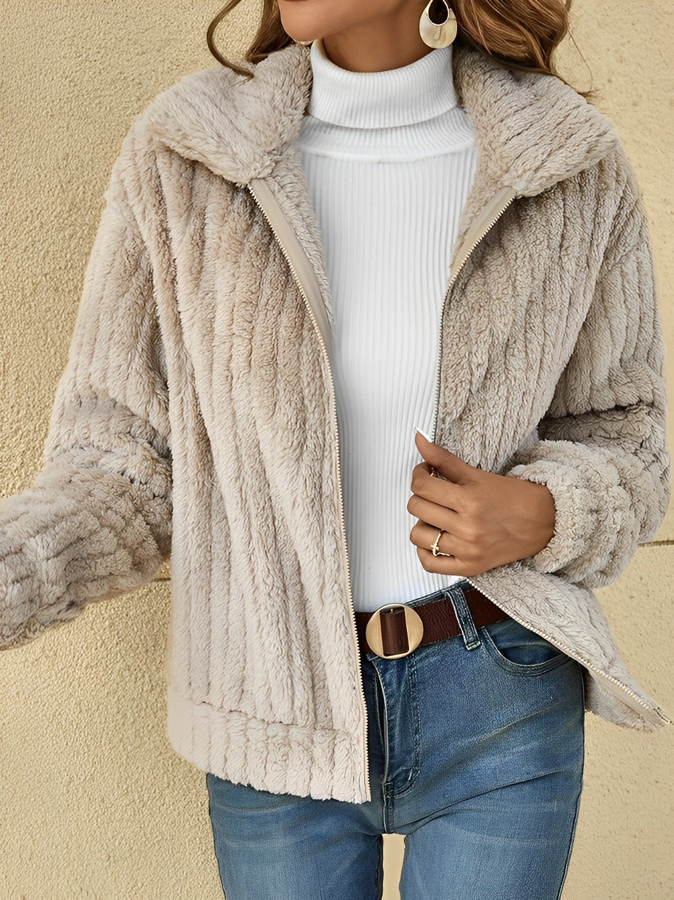 Veste zippée coupe décontractée pour femme