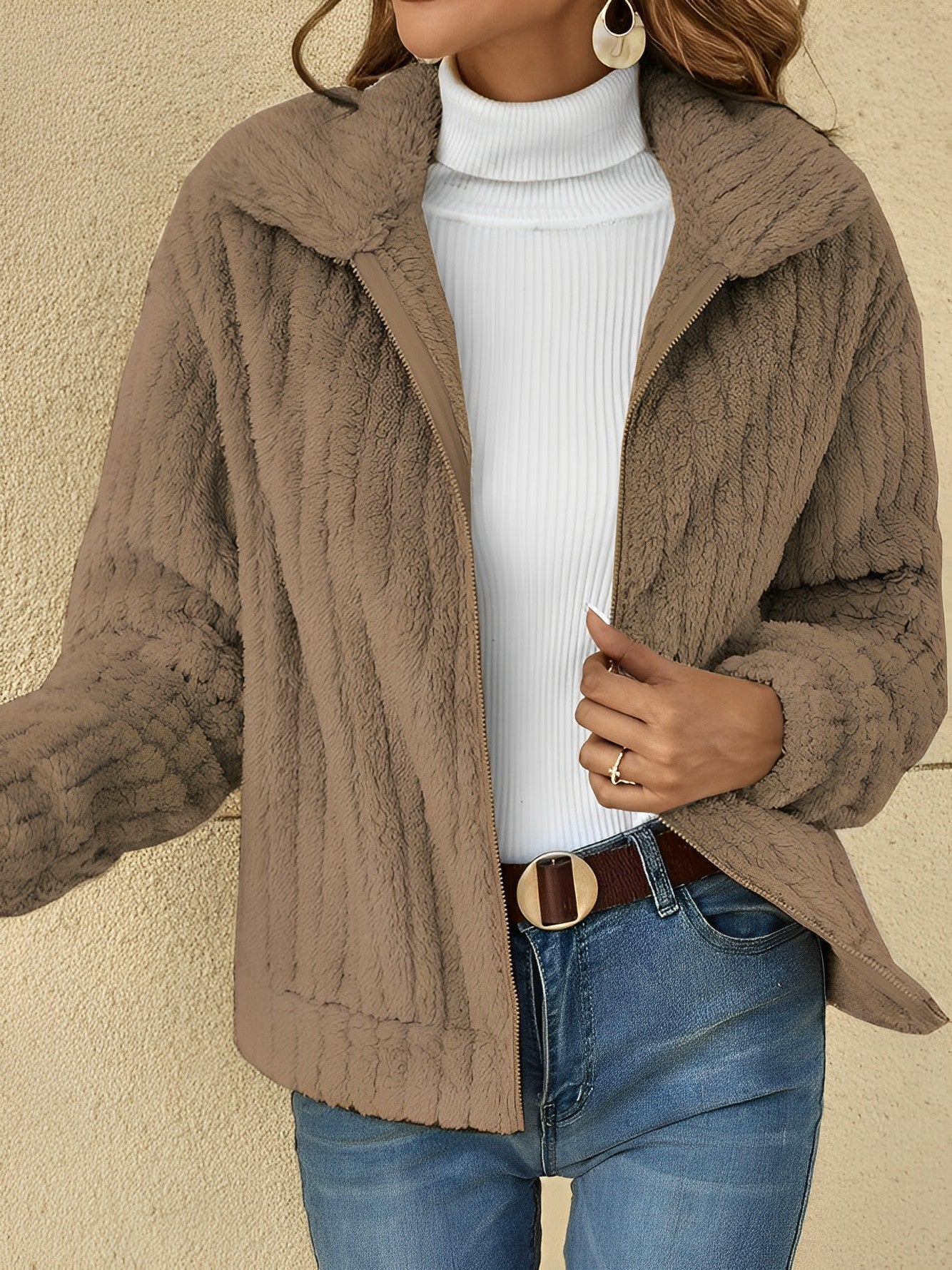 Veste zippée coupe décontractée pour femme