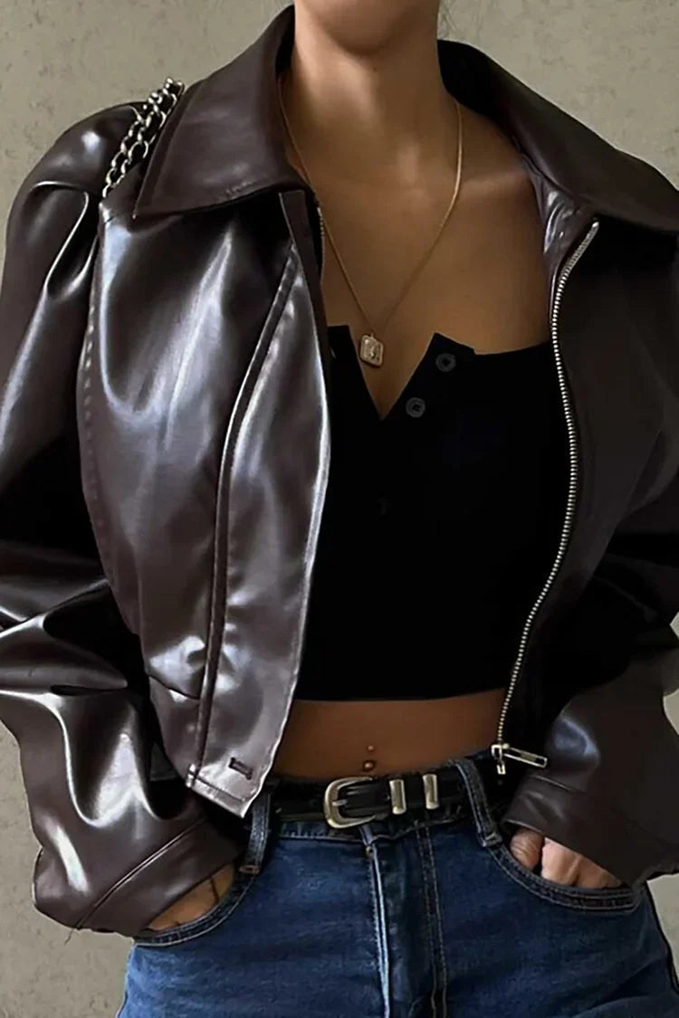 Veste zippée courte pour femme