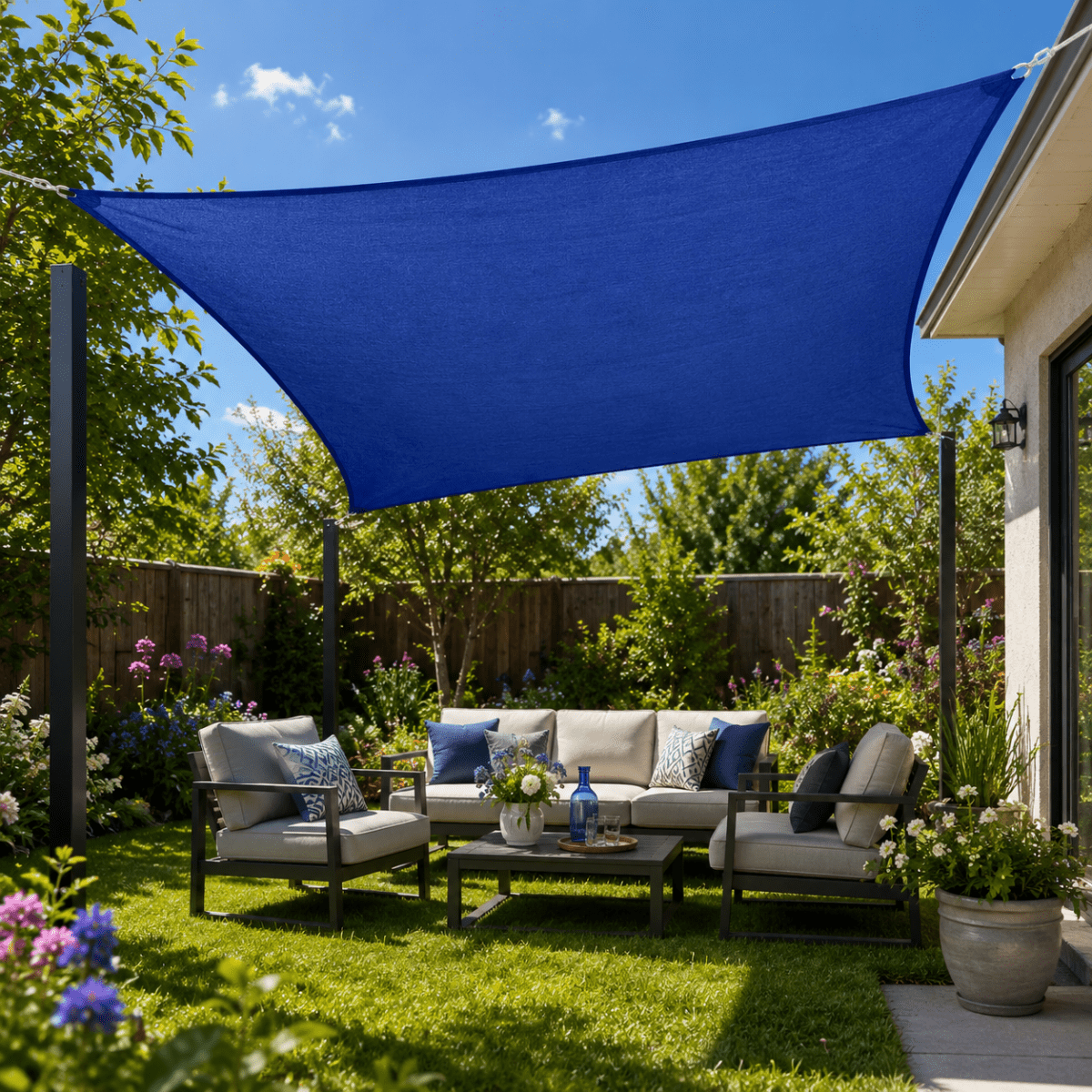 Voile d'ombrage imperméable avec protection UV pour terrasse et balcon
