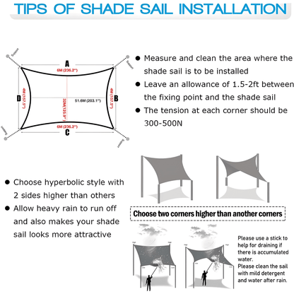 Voile d'ombrage imperméable avec protection UV pour terrasse et balcon