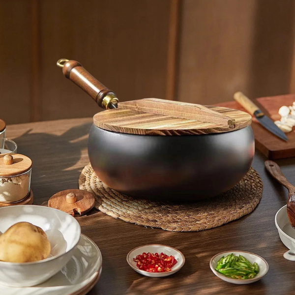 Wok en fer - antiadhésif, sans revêtement toxique